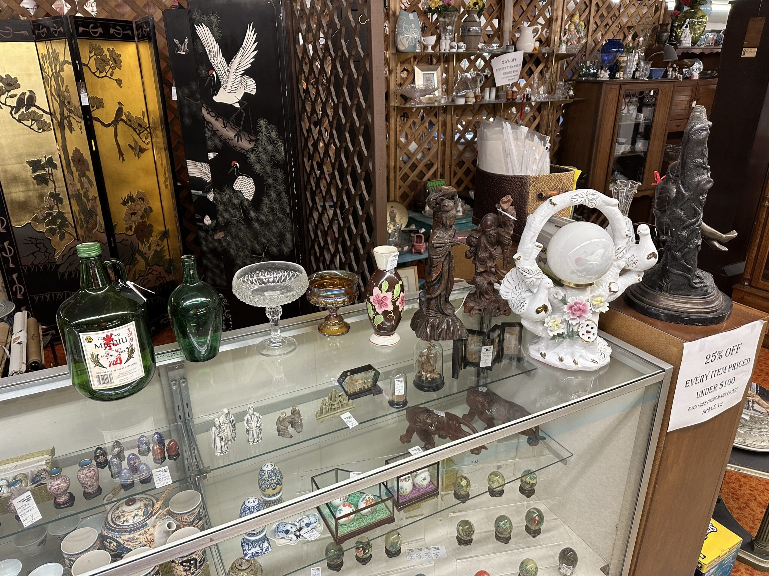 Asian antiques collection at Pacific Antiques Mall in Tacoma Washington